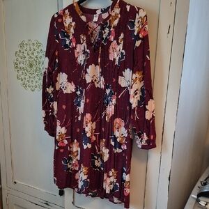 Old Navy Pink Cream Floral Baby Doll Dress